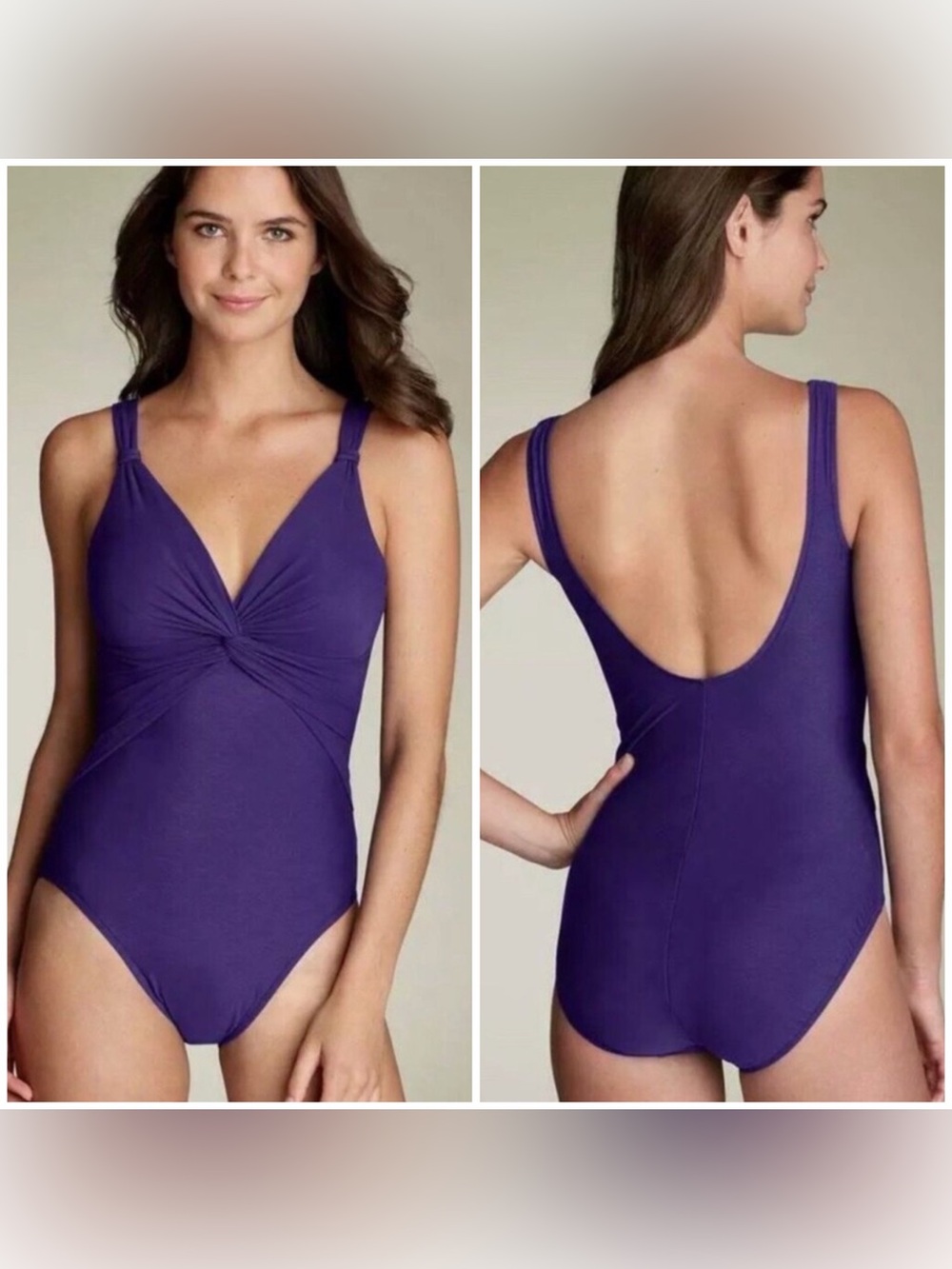 MIRACLESUIT Pandora One-Piece Tummy Control Swimsuit Royal Blue Purple US 12 NWT